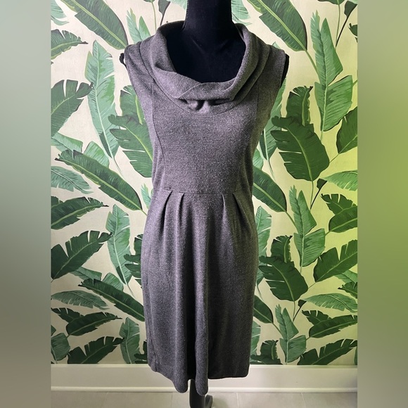 Ann Taylor Womens charcoal gray cowl neck shift wool blend dress 8 - Picture 3 of 12